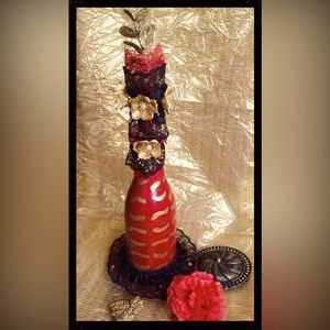Hand Crafted Gypsy Bottle Corazon De Oro GoldenHeart Burlesque